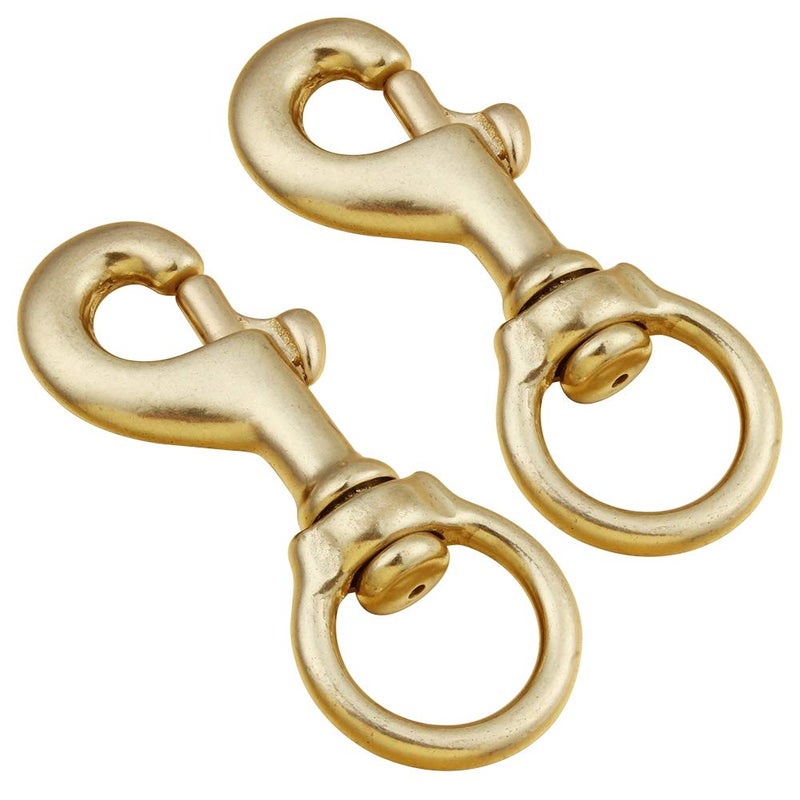 AOWESM 3-1/4 Inch Solid Brass Swivel Bolt Snap Hooks 7/8 Inch Swivel Eye Single Ended Scuba Diving Clips Keychain Holder for Dog Collar, Pet Leash, Flag Halyard and More (2 Pieces) - Image 2